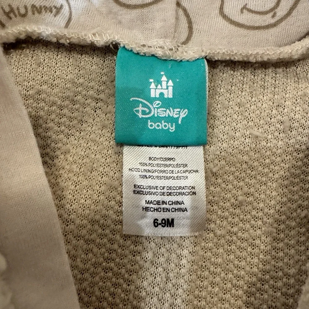 Disney Winnie The Pooh Sherpa Fleece One Piece Pajama Baby Size‎ 6-9 Months